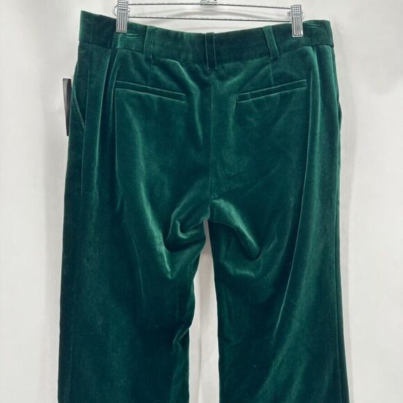 New Bella Freud Velvet Dress Pants Straight Size 10 Green Quiet Luxury Preppy - Picture 5 of 12